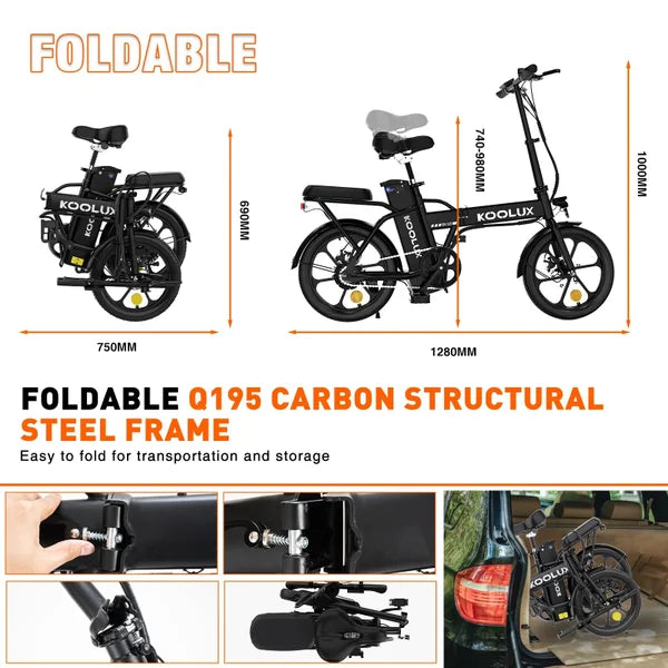 KOOLUX BK5S - E Bike - 250W - 16 inch - Vouwfiets - 10Ah - MODEL 2025