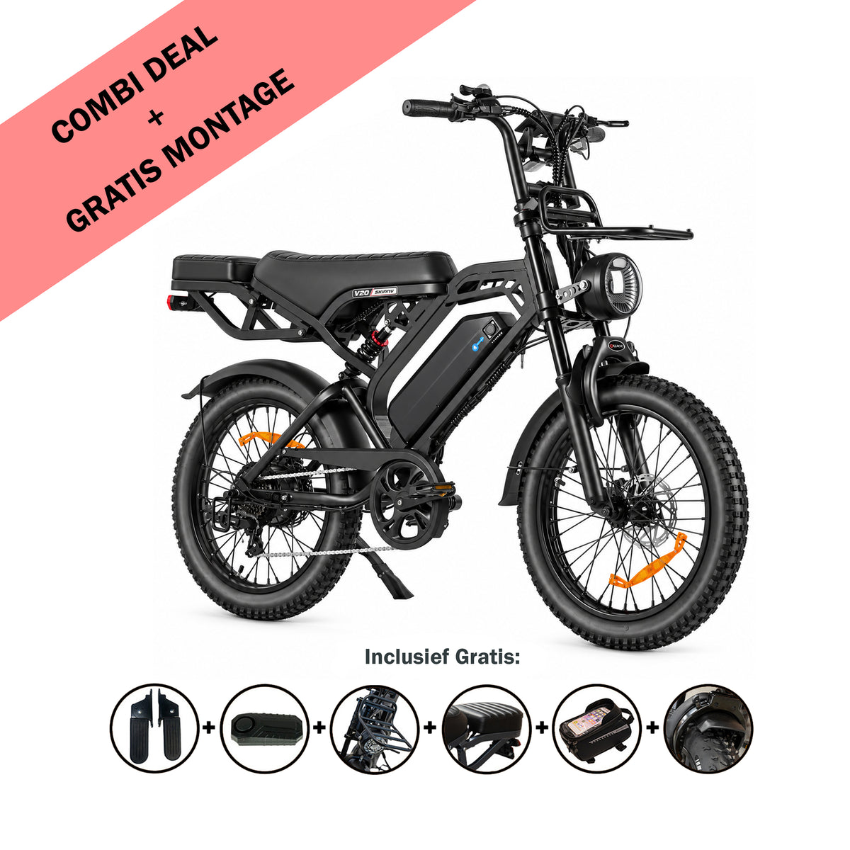 FATBIKE V20 PRO SKINNY - QMWHEEL – MODEL 2026 - ALARM - HYDRAULISCHE REMMEN