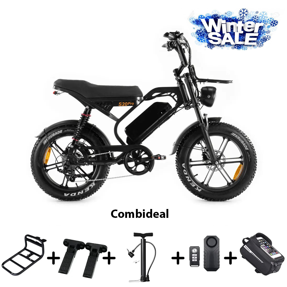 FATBIKE S20 PRO PREMIUM EDITION BLACK  – MODEL 2025 - HYDRAULISCHE REMMEN